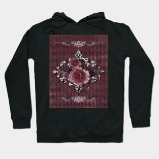 Gothic burgundy Cherub with Roses Hoodie